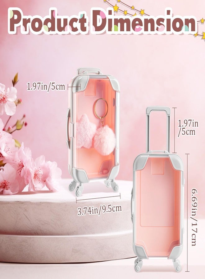 LemonRoad 36 Pcs Mini Suitcase Party Favor Box with Plush Ball Keychains and Hair Clips 6.69 x 3.74 x 1.97 Inches Clear Mini Suitcase Gift Box for Travel Baby Shower Wedding Holiday(Pink) - Image 2
